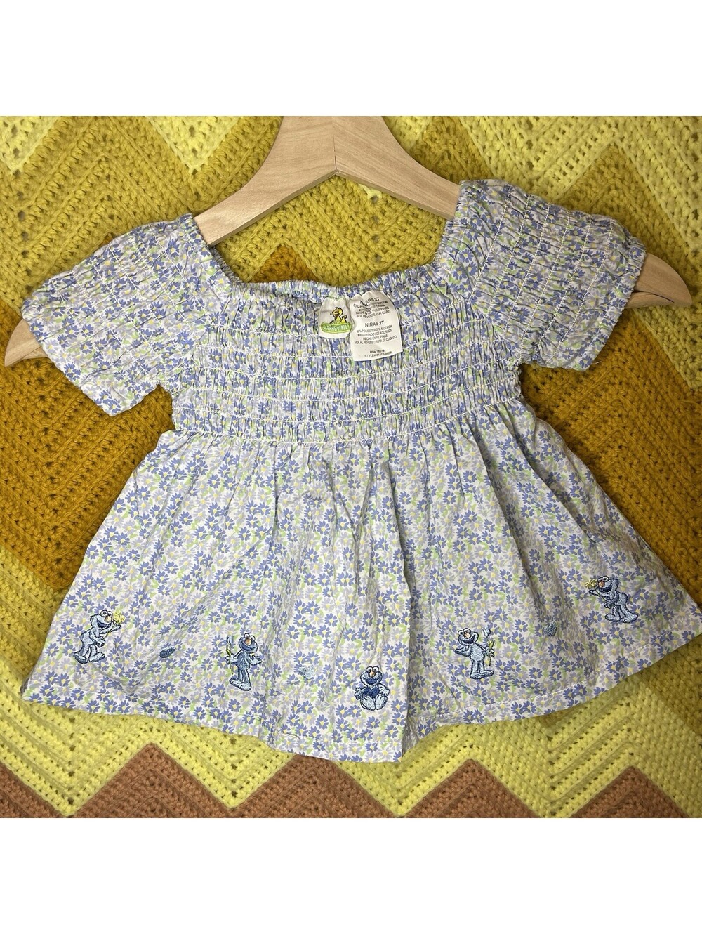 VTG Sesame Street Babies Floral Spring Easter Top/short Dress Size 2T